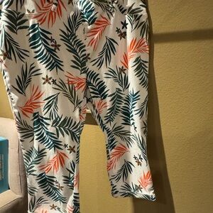 Women Terra & Sky Tropical Leaf Print Bottoms - Orange and Green